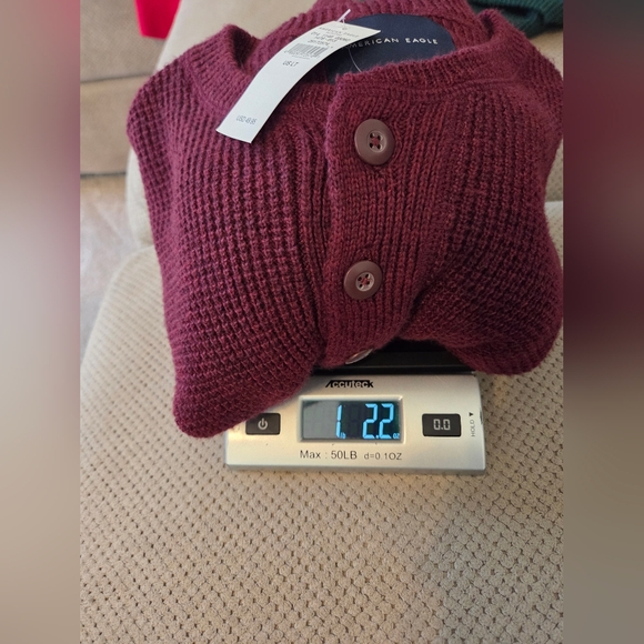 New American Eagle Outfitters Men's large tall burgundy henley sweater pullover - Picture 9 of 9